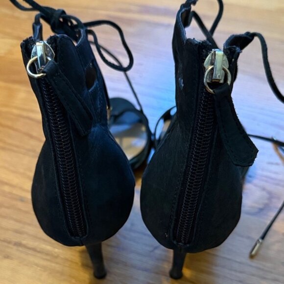 Tony Bianco Black Strappy Lace Up Leather Heels - Picture 6 of 6